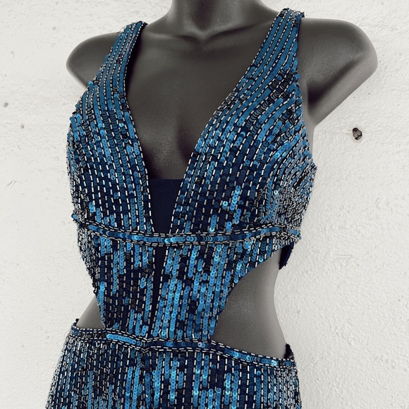 Sherri Hill Jumpsuit Size 2 | Navy Sequined - Picture 14 of 15